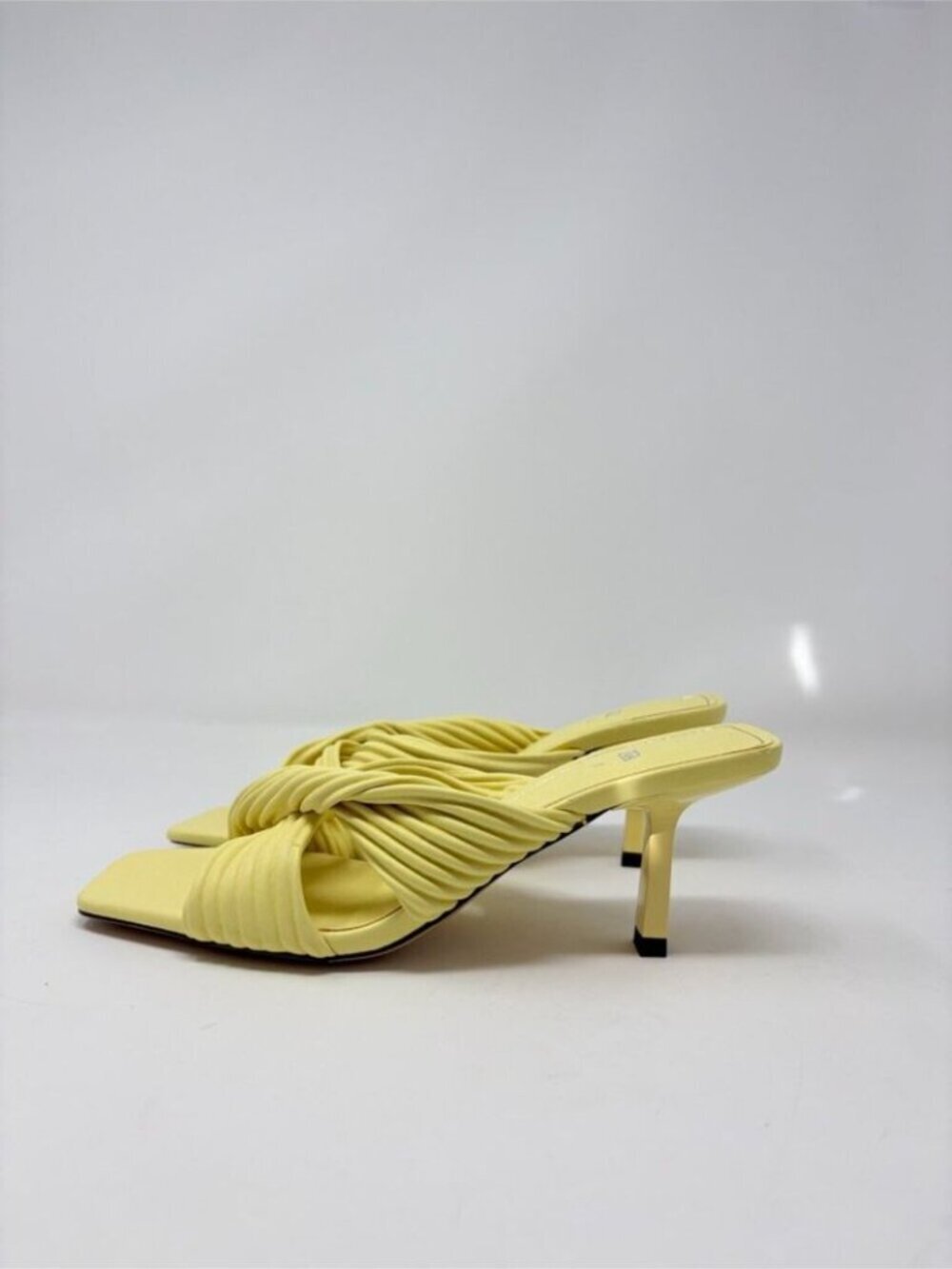 Zara Pleated Strap Heeled Sandals Heel Light Yellow Size 38/7 - Picture 8 of 13
